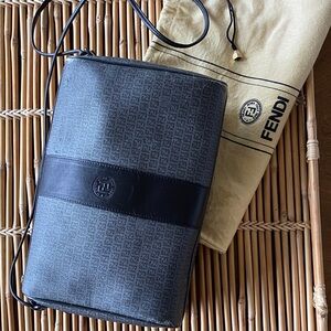 Fendi Gray and Black Messenger Crossbody Bag